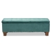 Baxton Studio Hannah Modern and Contemporary Teal Blue Velvet Fabric Upholstered Button-Tufted Storage Ottoman Bench - BBT3136-Teal Velvet/Walnut-Otto