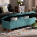 Baxton Studio Hannah Modern and Contemporary Teal Blue Velvet Fabric Upholstered Button-Tufted Storage Ottoman Bench - BBT3136-Teal Velvet/Walnut-Otto