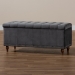 Baxton Studio Kaylee Modern and Contemporary Grey Velvet Fabric Upholstered Button-Tufted Storage Ottoman Bench - BBT3137-Grey Velvet/Walnut-Otto
