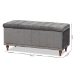 Baxton Studio Kaylee Modern and Contemporary Grey Velvet Fabric Upholstered Button-Tufted Storage Ottoman Bench - BBT3137-Grey Velvet/Walnut-Otto
