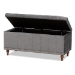 Baxton Studio Kaylee Modern and Contemporary Grey Velvet Fabric Upholstered Button-Tufted Storage Ottoman Bench - BBT3137-Grey Velvet/Walnut-Otto