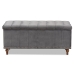 Baxton Studio Kaylee Modern and Contemporary Grey Velvet Fabric Upholstered Button-Tufted Storage Ottoman Bench - BBT3137-Grey Velvet/Walnut-Otto