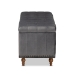 Baxton Studio Kaylee Modern and Contemporary Grey Velvet Fabric Upholstered Button-Tufted Storage Ottoman Bench - BBT3137-Grey Velvet/Walnut-Otto
