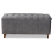 Baxton Studio Kaylee Modern and Contemporary Grey Velvet Fabric Upholstered Button-Tufted Storage Ottoman Bench - BBT3137-Grey Velvet/Walnut-Otto