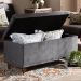 Baxton Studio Kaylee Modern and Contemporary Grey Velvet Fabric Upholstered Button-Tufted Storage Ottoman Bench - BBT3137-Grey Velvet/Walnut-Otto
