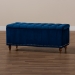 Baxton Studio Kaylee Modern and Contemporary Navy Blue Velvet Fabric Upholstered Button-Tufted Storage Ottoman Bench - BBT3137-Navy Velvet/Walnut-Otto