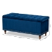 Baxton Studio Kaylee Modern and Contemporary Navy Blue Velvet Fabric Upholstered Button-Tufted Storage Ottoman Bench - BBT3137-Navy Velvet/Walnut-Otto