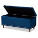 Baxton Studio Kaylee Modern and Contemporary Navy Blue Velvet Fabric Upholstered Button-Tufted Storage Ottoman Bench - BBT3137-Navy Velvet/Walnut-Otto