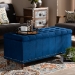 Baxton Studio Kaylee Modern and Contemporary Navy Blue Velvet Fabric Upholstered Button-Tufted Storage Ottoman Bench - BBT3137-Navy Velvet/Walnut-Otto