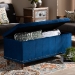 Baxton Studio Kaylee Modern and Contemporary Navy Blue Velvet Fabric Upholstered Button-Tufted Storage Ottoman Bench - BBT3137-Navy Velvet/Walnut-Otto