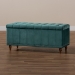 Baxton Studio Kaylee Modern and Contemporary Teal Blue Velvet Fabric Upholstered Button-Tufted Storage Ottoman Bench - BBT3137-Teal Velvet/Walnut-Otto