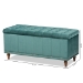 Baxton Studio Kaylee Modern and Contemporary Teal Blue Velvet Fabric Upholstered Button-Tufted Storage Ottoman Bench - BBT3137-Teal Velvet/Walnut-Otto