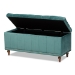 Baxton Studio Kaylee Modern and Contemporary Teal Blue Velvet Fabric Upholstered Button-Tufted Storage Ottoman Bench - BBT3137-Teal Velvet/Walnut-Otto