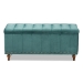 Baxton Studio Kaylee Modern and Contemporary Teal Blue Velvet Fabric Upholstered Button-Tufted Storage Ottoman Bench - BBT3137-Teal Velvet/Walnut-Otto