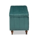 Baxton Studio Kaylee Modern and Contemporary Teal Blue Velvet Fabric Upholstered Button-Tufted Storage Ottoman Bench - BBT3137-Teal Velvet/Walnut-Otto