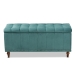 Baxton Studio Kaylee Modern and Contemporary Teal Blue Velvet Fabric Upholstered Button-Tufted Storage Ottoman Bench - BBT3137-Teal Velvet/Walnut-Otto