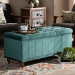 Baxton Studio Kaylee Modern and Contemporary Teal Blue Velvet Fabric Upholstered Button-Tufted Storage Ottoman Bench - BBT3137-Teal Velvet/Walnut-Otto