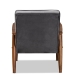 Baxton Studio Sorrento Mid-century Modern Grey Velvet Fabric Upholstered Walnut Finished Wooden Lounge Chair - BBT8013-Grey Velvet/Walnut-CC