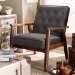 Baxton Studio Sorrento Mid-century Modern Grey Velvet Fabric Upholstered Walnut Finished Wooden Lounge Chair - BBT8013-Grey Velvet/Walnut-CC