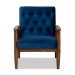 Baxton Studio Sorrento Mid-century Modern Navy Blue Velvet Fabric Upholstered Walnut Finished Wooden Lounge Chair - BBT8013-Navy Velvet/Walnut-CC