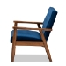 Baxton Studio Sorrento Mid-century Modern Navy Blue Velvet Fabric Upholstered Walnut Finished Wooden Lounge Chair - BBT8013-Navy Velvet/Walnut-CC