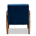 Baxton Studio Sorrento Mid-century Modern Navy Blue Velvet Fabric Upholstered Walnut Finished Wooden Lounge Chair - BBT8013-Navy Velvet/Walnut-CC