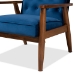 Baxton Studio Sorrento Mid-century Modern Navy Blue Velvet Fabric Upholstered Walnut Finished Wooden Lounge Chair - BBT8013-Navy Velvet/Walnut-CC