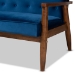 Baxton Studio Sorrento Mid-century Modern Navy Blue Velvet Fabric Upholstered Walnut Finished 3-Piece Wooden Living Room Set - BBT8013-Navy Velvet/Walnut-3PC Set