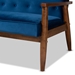 Baxton Studio Sorrento Mid-century Modern Navy Blue Velvet Fabric Upholstered Walnut Finished 3-Piece Wooden Living Room Set - BBT8013-Navy Velvet/Walnut-3PC Set