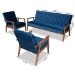 Baxton Studio Sorrento Mid-century Modern Navy Blue Velvet Fabric Upholstered Walnut Finished 3-Piece Wooden Living Room Set - BBT8013-Navy Velvet/Walnut-3PC Set