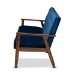 Baxton Studio Sorrento Mid-century Modern Navy Blue Velvet Fabric Upholstered Walnut Finished Wooden 3-seater Sofa - BBT8013-Navy Velvet/Walnut-SF