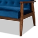 Baxton Studio Sorrento Mid-century Modern Navy Blue Velvet Fabric Upholstered Walnut Finished Wooden 3-seater Sofa - BBT8013-Navy Velvet/Walnut-SF