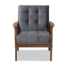 Baxton Studio Asta Mid-Century Modern Grey Velvet Fabric Upholstered Walnut Finished Wood Armchair - TOGO-Grey Velvet/Walnut-CC