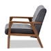 Baxton Studio Asta Mid-Century Modern Grey Velvet Fabric Upholstered Walnut Finished Wood Armchair - TOGO-Grey Velvet/Walnut-CC