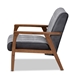 Baxton Studio Asta Mid-Century Modern Grey Velvet Fabric Upholstered Walnut Finished Wood Armchair - TOGO-Grey Velvet/Walnut-CC