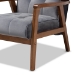 Baxton Studio Asta Mid-Century Modern Grey Velvet Fabric Upholstered Walnut Finished Wood Armchair - TOGO-Grey Velvet/Walnut-CC