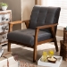 Baxton Studio Asta Mid-Century Modern Grey Velvet Fabric Upholstered Walnut Finished Wood Armchair - TOGO-Grey Velvet/Walnut-CC