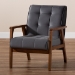 Baxton Studio Asta Mid-Century Modern Grey Velvet Fabric Upholstered Walnut Finished Wood Armchair - TOGO-Grey Velvet/Walnut-CC