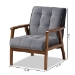 Baxton Studio Asta Mid-Century Modern Grey Velvet Fabric Upholstered Walnut Finished Wood Armchair - TOGO-Grey Velvet/Walnut-CC