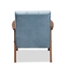 Baxton Studio Asta Mid-Century Modern Light Blue Velvet Fabric Upholstered Walnut Finished Wood Armchair - TOGO-Light Blue Velvet/Walnut-CC