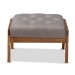 Baxton Studio Naeva Mid-Century Modern Grey Fabric Upholstered Walnut Finished Wood Footstool - BBT8040-Grey/Walnut-Footstool