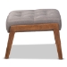 Baxton Studio Naeva Mid-Century Modern Grey Fabric Upholstered Walnut Finished Wood Footstool - BBT8040-Grey/Walnut-Footstool