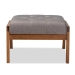Baxton Studio Naeva Mid-Century Modern Grey Fabric Upholstered Walnut Finished Wood Footstool - BBT8040-Grey/Walnut-Footstool