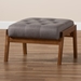 Baxton Studio Naeva Mid-Century Modern Grey Fabric Upholstered Walnut Finished Wood Footstool - BBT8040-Grey/Walnut-Footstool