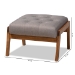 Baxton Studio Naeva Mid-Century Modern Grey Fabric Upholstered Walnut Finished Wood Footstool - BBT8040-Grey/Walnut-Footstool