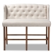 Baxton Studio Alira Modern and Contemporary Beige Fabric Upholstered Walnut Finished Wood Button Tufted Bar Stool Bench - BBT5349-Beige/Walnut-Bench
