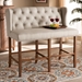 Baxton Studio Alira Modern and Contemporary Beige Fabric Upholstered Walnut Finished Wood Button Tufted Bar Stool Bench - BBT5349-Beige/Walnut-Bench