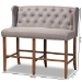 Baxton Studio Alira Modern and Contemporary Grey Fabric Upholstered Walnut Finished Wood Button Tufted Bar Stool Bench - BBT5349-Grey/Walnut-Bench