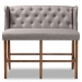 Baxton Studio Alira Modern and Contemporary Grey Fabric Upholstered Walnut Finished Wood Button Tufted Bar Stool Bench - BBT5349-Grey/Walnut-Bench
