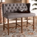 Baxton Studio Alira Modern and Contemporary Grey Fabric Upholstered Walnut Finished Wood Button Tufted Bar Stool Bench - BBT5349-Grey/Walnut-Bench